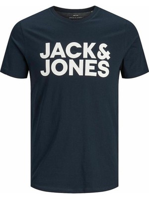 Jack & Jones Corplogo Bisiklet Yaka Lacivert Erkek Tshirt 12151955 Slim Large V3