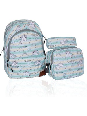 Üçlü Okul Çanta Seti PLCAN2079 322 Unicorn Yeşil