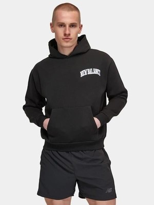 New Balance Siyah Erkek Hoodie Kapşonlu Sweatshirt Düz Desenli Regular Fit S Beden