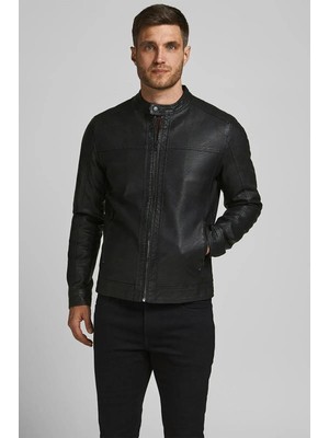 Jack & Jones Jjwarner Erkek Pu Deri Mont Siyah 12182461 V7