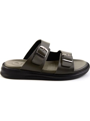 Bambi Haki Leather Erkek Terlik E04433408014