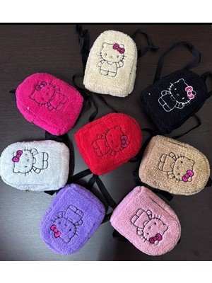 Hello Kity Mickey ve Sevimli Kedi Baskılı Küçük Boy Anaokulu Tek Gözlü Peluş Çanta Adet