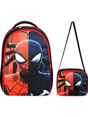 Dijital Baskılı Örümcek Beslenmeli Ilkokul Çanta Seti