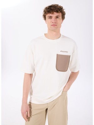 D5SM-TST3782 Kırık Beyaz Bisiklet Yaka Loose Fit Baskılı Erkek T-Shirt