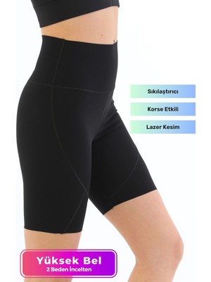 Özel Üretim Toparlayıcı Vücut Şekillendirici Lazer Kesim Rahat Biker Kesim Kısa Tayt