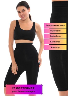 Lidya Cottone Özel Tasarım Vücut Şekillendirici Kadın Kaymaz Silikonlu Doğum Sonrası Toparlayıcı Paçalı Korse