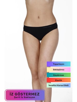 Premium Toparlayıcı Iz Göstermeyen Düşük Bel Siyah Dikişsiz Slip Korse