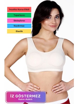 Özel Üretim Rahat Toparlayıcı Şekillendirici Kadın Dikişsiz Kalın Askılı Pedli Bustiyer