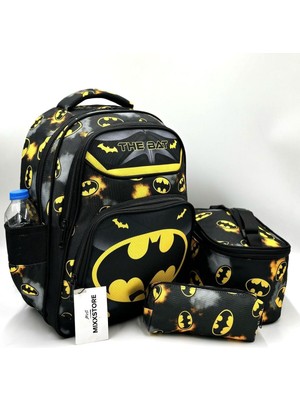 Master Pack Siyahi Renk Yarasa Desen Beslenmelikli ve Kalemlikli Erkek Çocuk Sırt Ilkokul Çantası