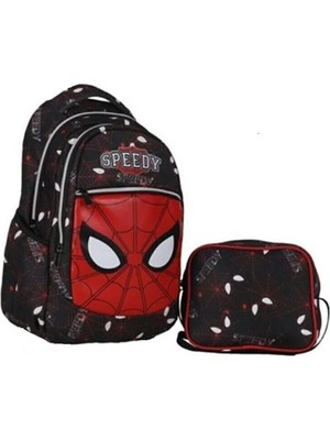 Niffa Ilkokul Okul Sırt Çantası Kız Erkek Unisex Beslenme Çantalı Ortopedik 2li Set Siyah Kır