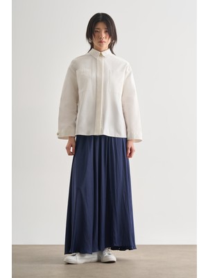 Mizalle Premium Saf Pamuk Oversize Ekru Ceket Gömlek