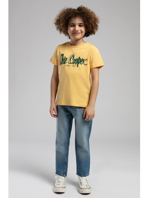 Lee Cooper Drawinglogo Erkek Çocuk %100 Pamuk T-Shirt Sarı