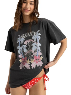Roxy Sunnyoversize Stone Wash Kadın Siyah Tişört