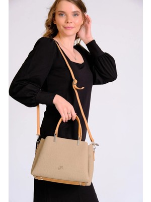 Just Polo JP4018  Kadın Gofraj Baskılı 3 Bölmeli Ayarlanabilir Uzun Askılı El ve Omuz Çantası OZT4018