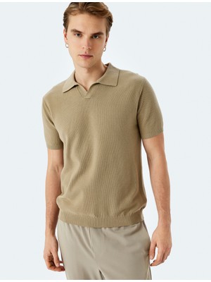 Koton Pamuklu V Polo Yaka Kısa Kollu Triko Tişört