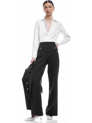 Koton Klasik Yaka Uzun Kollu Kadın Saten Gömlek