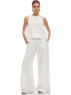 Koton Beli Bağcıklı Cepli Palazzo Viskon Keten Karışımlı Pantolon