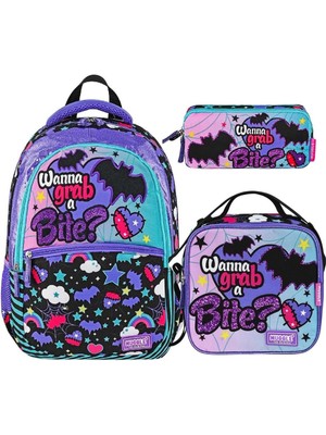 3 Bölmeli Gotik Girl Okul Sırt Çantası+Beslenme Çantası+Kalemlik