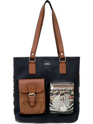 Kadın Vegan Deri Çok Renkli Omuz Çantası - The Swan Softly Sleeps Tasarım