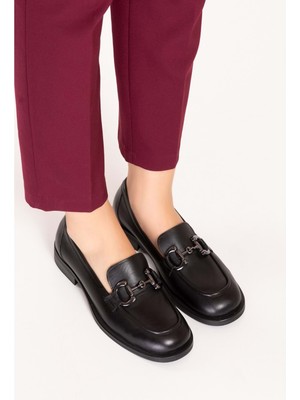 Gondol  Deri Hafif Taban Tokalı Loafer Ayakkabı WST.1196 - Siyah - 37