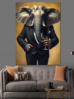 Şık Fil Portresi Dekoratif Kanvas - Mdf Ahşap Tablo