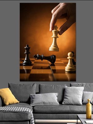 Satranç Hamlesi Dekoratif Kanvas - Mdf Ahşap Tablo