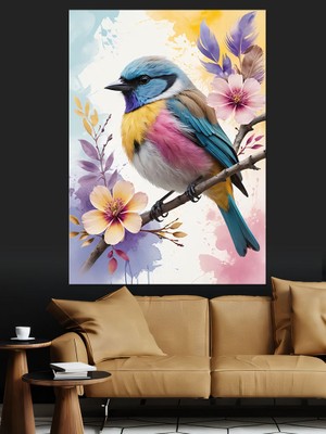 Baharı Müjdeleyen Kuş Dekoratif Kanvas - Mdf Ahşap Tablo