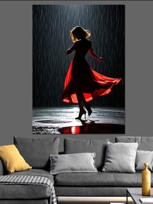 Yağmurda Dans Eden Dekoratif Kanvas - Mdf Ahşap Tablo