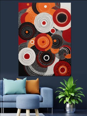 Soyut Dairesel Desen Dekoratif Kanvas - Mdf Ahşap Tablo
