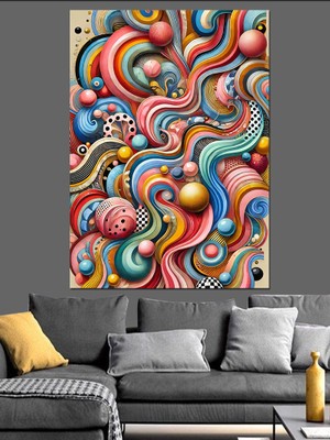 Soyut Hareketli Desenler Dekoratif Kanvas - Mdf Ahşap Tablo