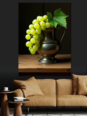 Üzümlü Antika Sürahi Dekoratif Kanvas - Mdf Ahşap Tablo