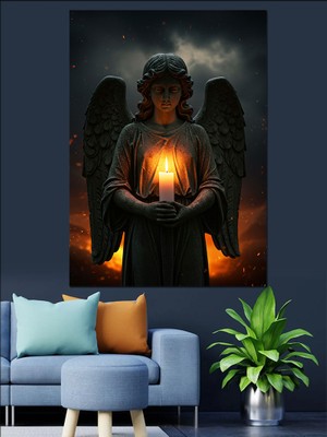 Mum Tutan Melek Dekoratif Kanvas - Mdf Ahşap Tablo