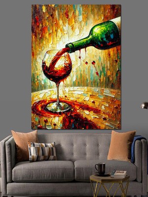 Kırmızı Şarap Dokusu Dekoratif Kanvas - Mdf Ahşap Tablo