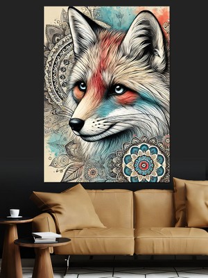Detaylı Tilki Çizimi Dekoratif Kanvas - Mdf Ahşap Tablo