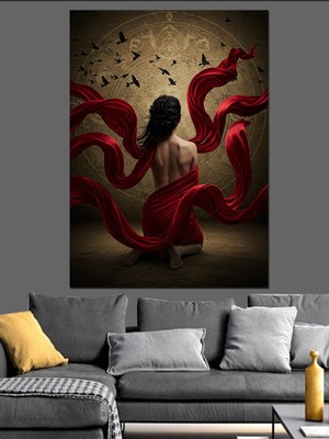 Kırmızı Tül ve Dans Dekoratif Kanvas - Mdf Ahşap Tablo