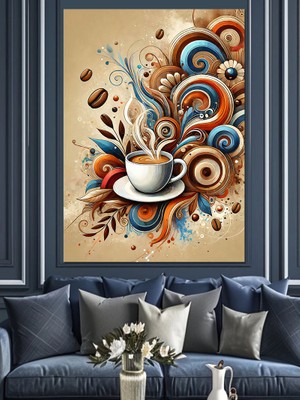 Köpüklü Kahve ve Süslemeler Dekoratif Kanvas - Mdf Ahşap Tablo