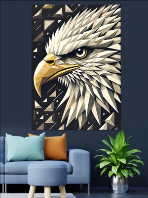 Keskin Kartal Çizimi Dekoratif Kanvas - Mdf Ahşap Tablo