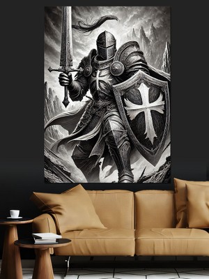 Ortaçağ Şövalyesi ve Savaşçı Ruhu Dekoratif Kanvas - Mdf Ahşap Tablo