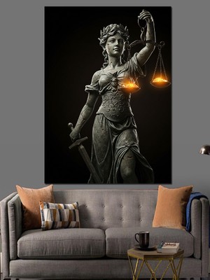 Adalet Tanrıçası ve Terazi Dekoratif Kanvas - Mdf Ahşap Tablo