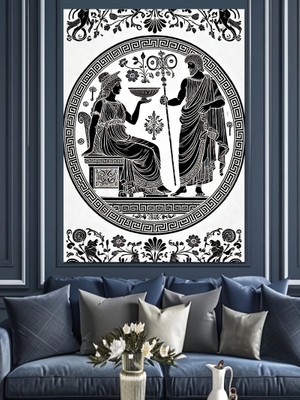 Antik Yunan Deseni Dekoratif Kanvas - Mdf Ahşap Tablo