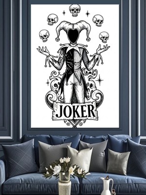 Joker ve Iskambil Kâğıdı Teması Dekoratif Kanvas - Mdf Ahşap Tablo