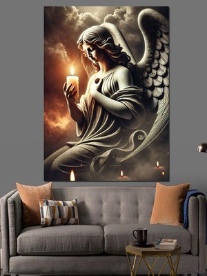 Melek ve Işığın Huzuru Dekoratif Kanvas - Mdf Ahşap Tablo