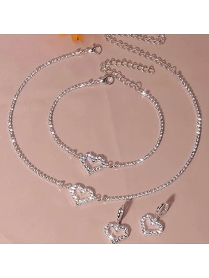 Pırlanta Taşlı Kalpli Takı Seti