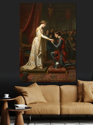 Ortaçağ Kraliçe Taç Töreni Dekoratif Kanvas - Mdf Ahşap Tablo