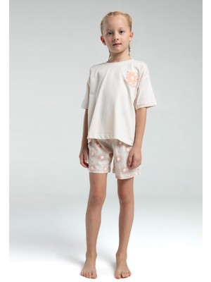 RP3609 - Bej - Rolypoly Kız Çocuk Şort Takım