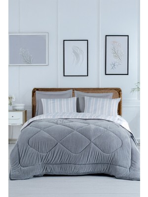 Sport Çizgili 2li Yastık Kılıfı Soft Line Gri