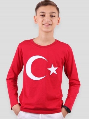 Breeze Çocuk Pamuklu Uzun Kollu Ay Yıldız T-Shirt