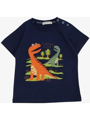 Breeze Erkek Çocuk Pamuklu Dinazor Baskılı Tshirt