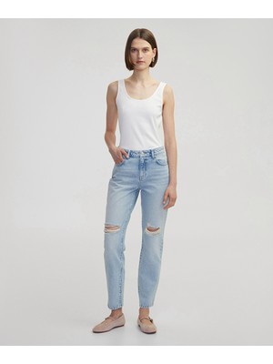 İpekyol Eskitme Efektli Mom Fit Jean Pantolon IS1250018039CC2