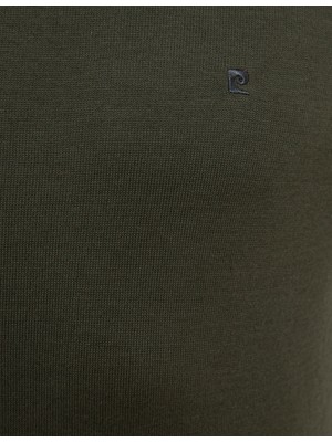 Pierre Cardin Erkek Yeşil Slim Fit Bisiklet Yaka Basic Triko Kazak 50230805-VR054